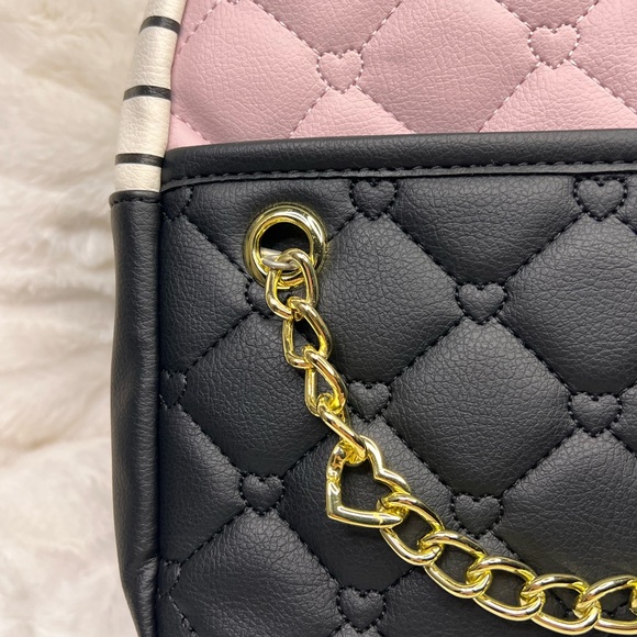 Betsey Johnson Pink and Black Quilted Backpack with Gold Chain main image 6